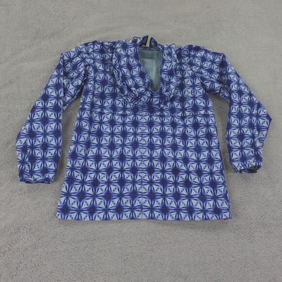 Duluth Trading Jacket Womens Small Blue White‎ Tie Dye Geometric Rain Grabreaker - Picture 2 of 15